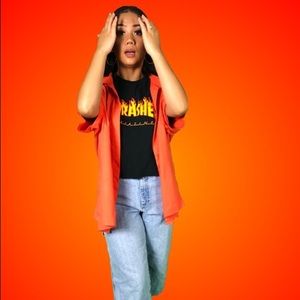 Orange button down shirt